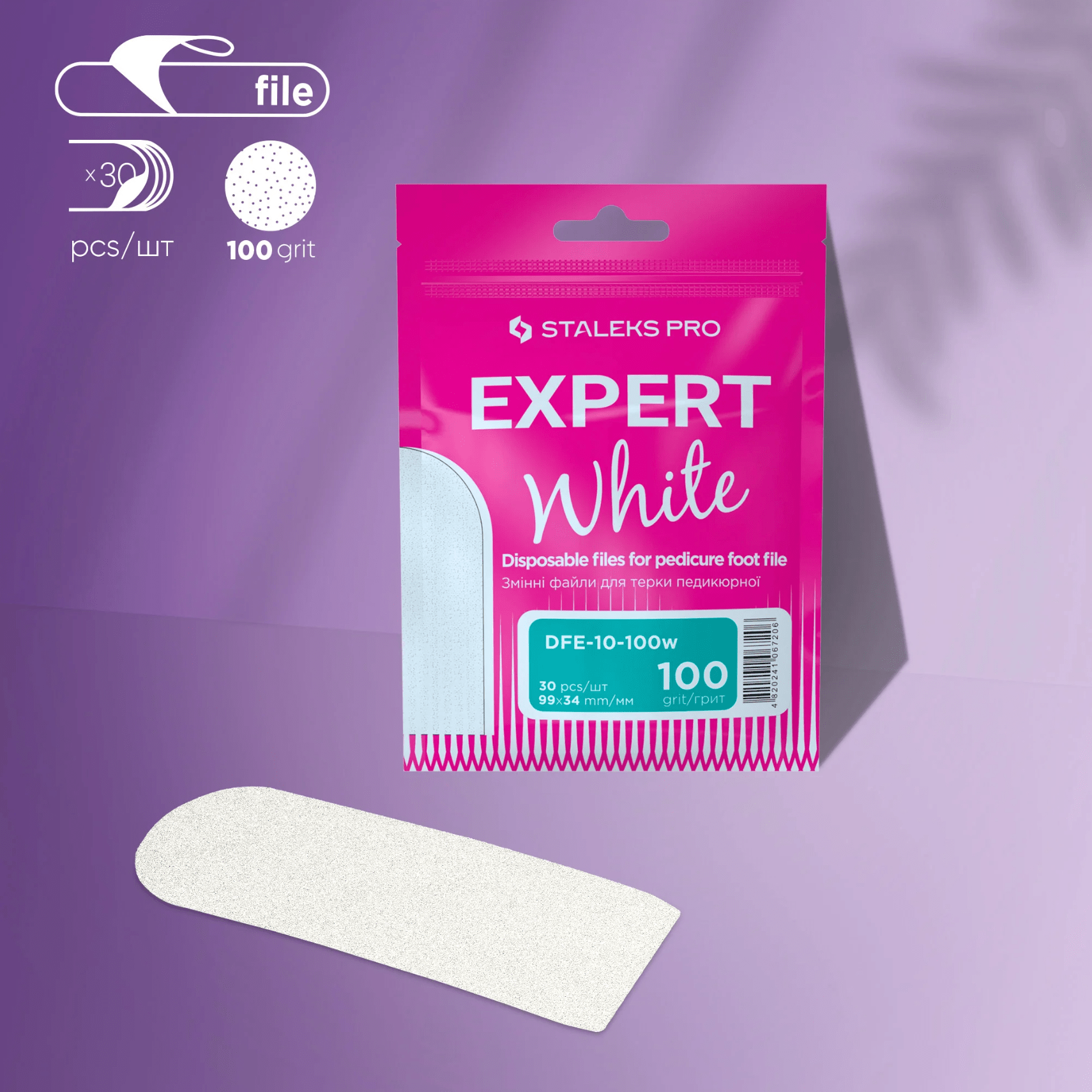 Staleks Disposable white refill pads for pedicure foot file EXPERT 10 100 grit (30 pcs)-0