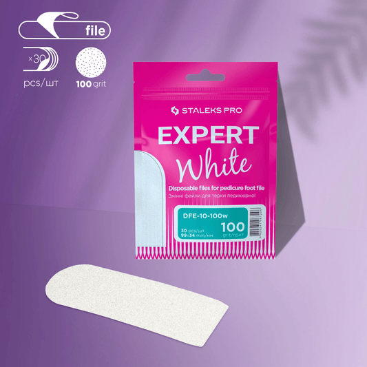 Staleks Disposable white refill pads for pedicure foot file EXPERT 10 100 grit (30 pcs)-0